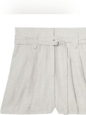 IRO Paris Idily Ecru tweed linen blend high-rise belted shorts *NWT*